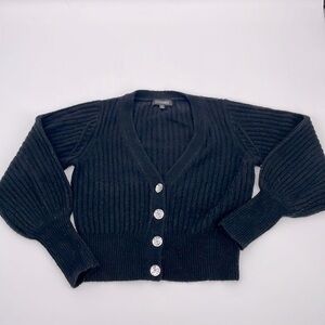 UEC Intermix black ribbed v-neck cardigan cropped sweater small